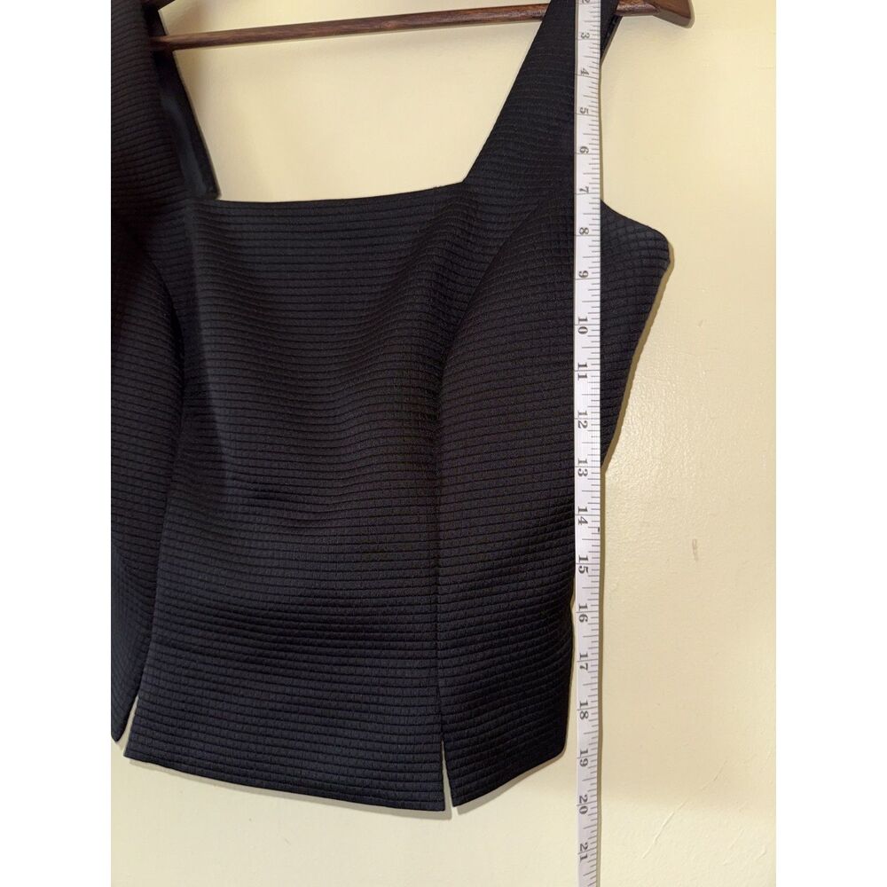 Liz Claiborne Suits Black Textured Square Neck Sleeveless Top Blouse - Size 6 - Picture 9 of 11